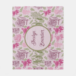 Personlig Botanisk Rosa Peony Eucalyptus Fleecefilt