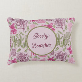 Personlig Botanisk Rosa Peony Eucalyptus Prydnadskudde