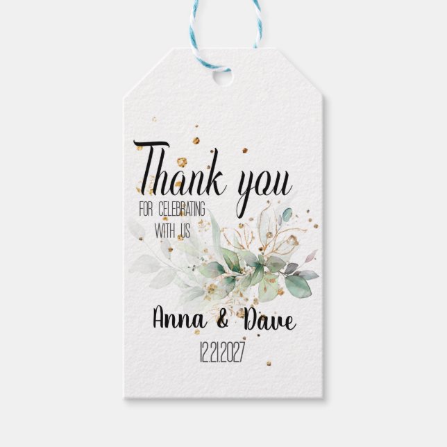 Personlig Botaniskt Bröllop Tack för att du stöder Presentetikett (Framsidan)