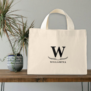 Personlig botaniskt monogram initialt mini tygkasse