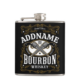 Personlig Bourbon Vintage Guns Whiskey Label Fickplunta