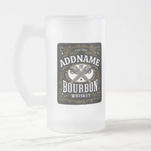 Personlig Bourbon Vintage Guns Whiskey Label Frostat Ölglas