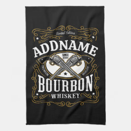 Personlig Bourbon Vintage Guns Whiskey Label Kökshandduk