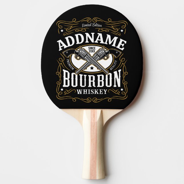 Personlig Bourbon Vintage Guns Whiskey Label Pingisracket (Framsidan)