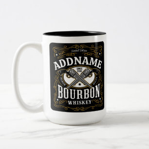 Personlig Bourbon Vintage Vapen Whiskey Etikett Två-Tonad Mugg