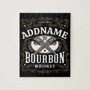 Personlig bourbon vintage vapen whisky etikett pussel