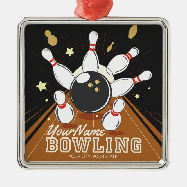 Personlig Bowlareare Strejka Bowling Lanes Boll St Julgransprydnad Metall (Framsidan)