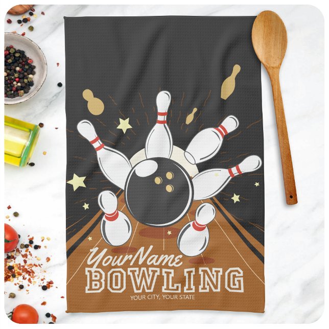 Personlig Bowlareare Strejka Bowling Lanes Boll St Kökshandduk (Skapare uppladdad)