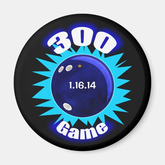 Personlig Bowling 300 Game, med datum, Magnet (Framsidan)
