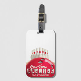 Personlig Bowling Ball Lanes Stift Retro League Bagagebricka