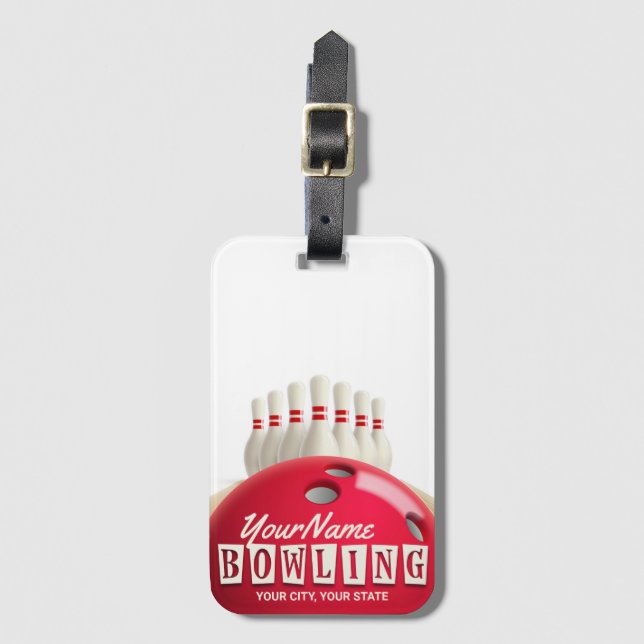 Personlig Bowling Ball Lanes Stift Retro League Bagagebricka (Framsida vertikal)