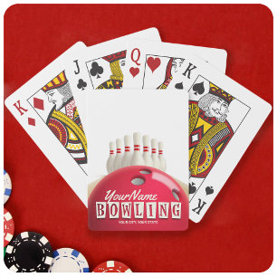 Personlig Bowling Ball Lanes Stift Retro League Casinokort