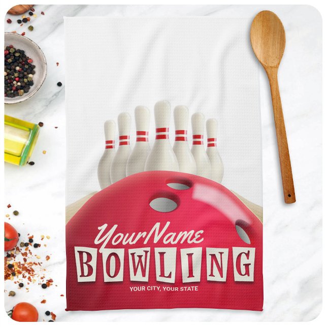 Personlig Bowling Ball Lanes Stift Retro League Kökshandduk (Skapare uppladdad)