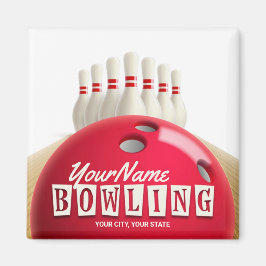 Personlig Bowling Ball Lanes Stift Retro League Magnet