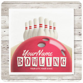 Personlig Bowling Ball Lanes Stift Retro League Pappersservett