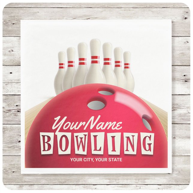 Personlig Bowling Ball Lanes Stift Retro League Pappersservett (Skapare uppladdad)