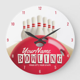 Personlig Bowling Ball Lanes Stift Retro League Stor Klocka