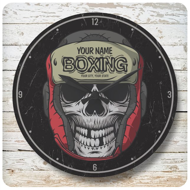 Personlig Boxer Fight Klubb Skeleton Boxing Gym Stor Klocka (Skapare uppladdad)