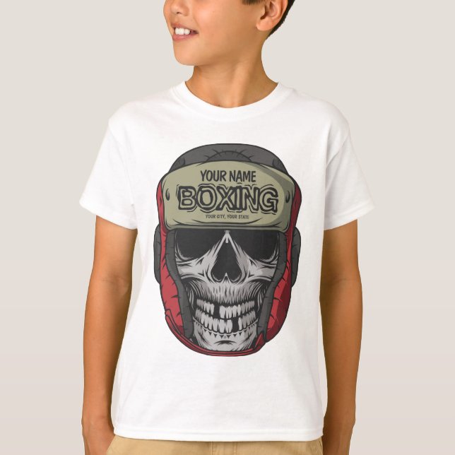 Personlig Boxer Fight Klubb Skeleton Boxing Gym T Shirt (Framsida)