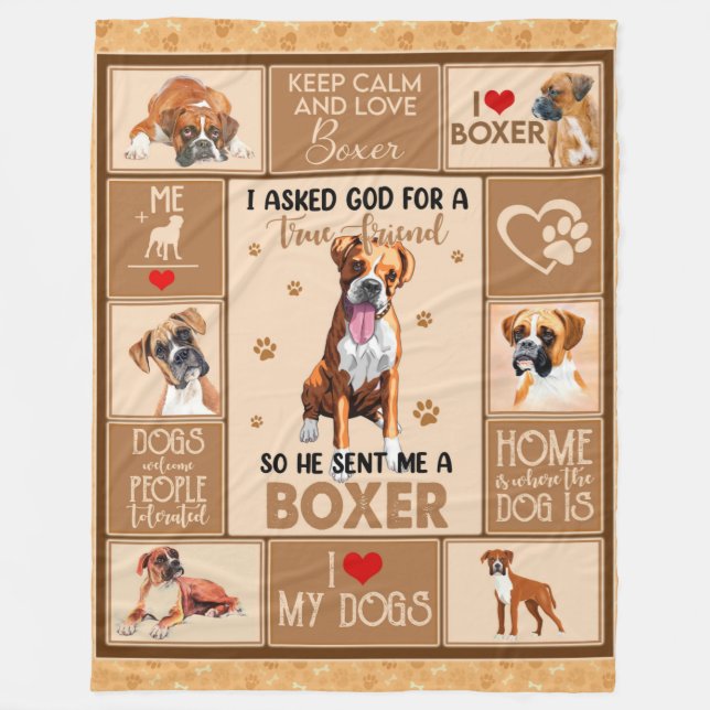 Personlig Boxer Hund Blanket Fleecefilt (Framsidan)
