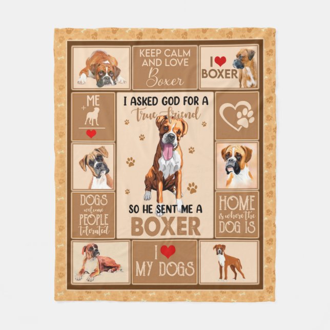 Personlig Boxer Hund Blanket Fleecefilt (Framsidan)