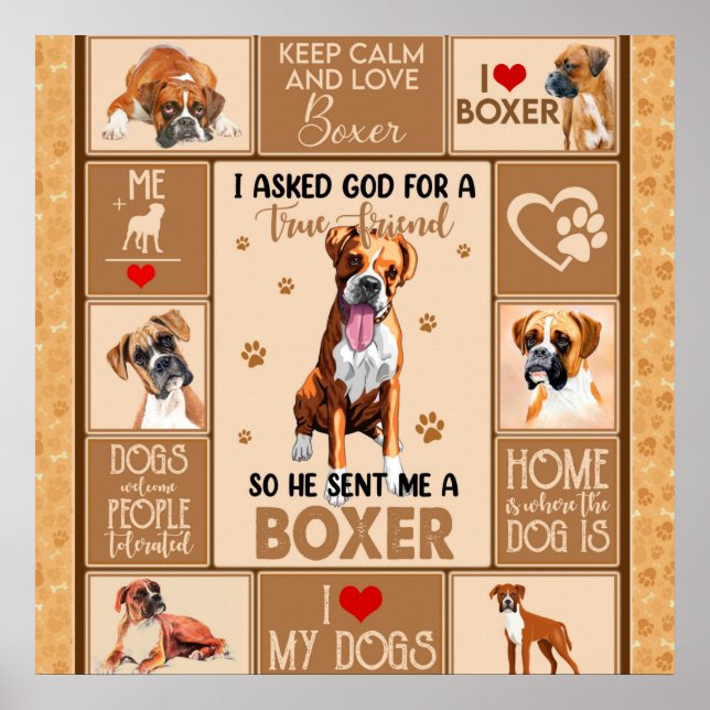 Personlig Boxer Hund Blanket Poster (Framsidan)
