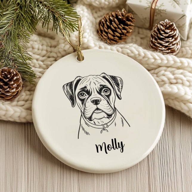 Personlig Boxer Hund Jul Julgransprydnad Keramik (Skapare uppladdad)