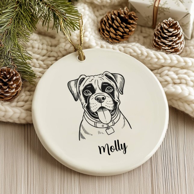 Personlig Boxer Hund Jul Julgransprydnad Keramik (Skapare uppladdad)