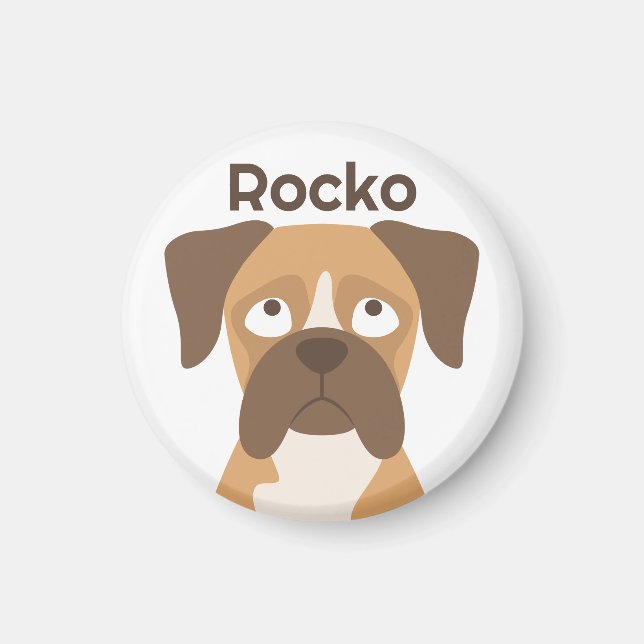 Personlig Boxer Magnet, boxerhund Anpassat Namn Magnet (Framsidan)