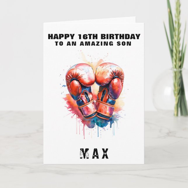 Personlig Boxing Birthday Card - Anpassat namn och Tack Kort (Framsida)