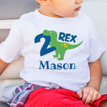 Personlig Boy 2nd Birthday Dinosaur T-Shirt