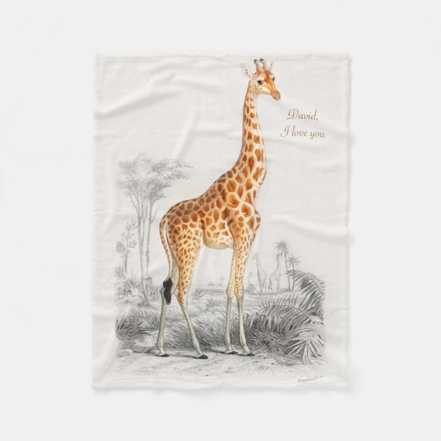 Personlig Boy Baby Giraffe Fleece Blanket (Framsidan)