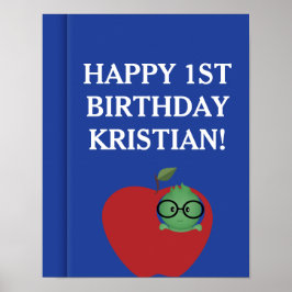 Personlig Boy Bookworm Birthday Poster