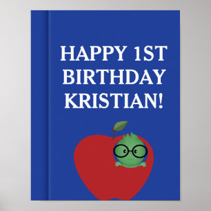 Personlig Boy Bookworm Birthday Poster