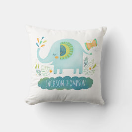 Personlig Boy Elephant Nursery Pillow Kudde