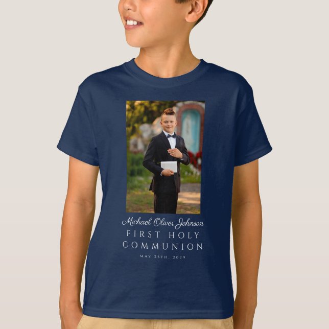 Personlig Boy First Communion T Shirt (Framsida)