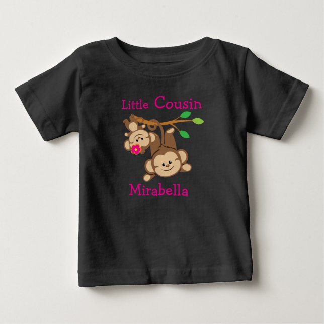 Personlig Boy, Girl Monkey Little Cousin T-shirt (Framsida)