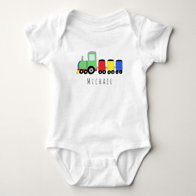 Personlig Boy Locomotive Tåg med Namn Tee (Framsida)