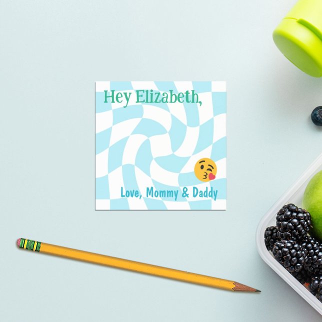 Personlig Boy Lunch Box Notes Retro Checker Post-it Block (Skapare uppladdad)