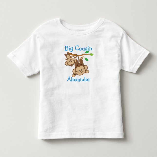 Personlig Boy Monkey Big Cousin T-shirt (Framsida)