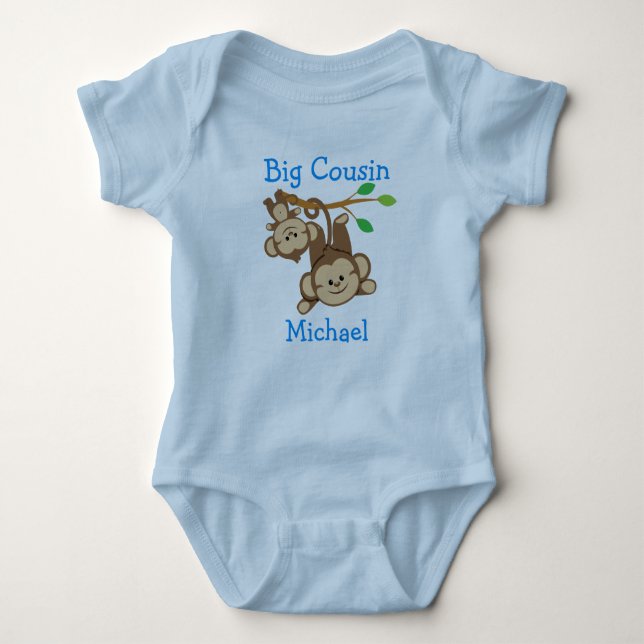 Personlig Boy Monkey Big Cousin T-shirt (Framsida)