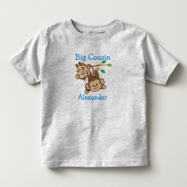 Personlig Boy Monkey Big Cousin Tee Shirt (Framsida)