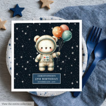 Personlig Boy Napkins med Space Nalle