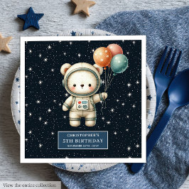 Personlig Boy Napkins med Space Nalle Pappersservett
