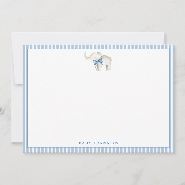 Personlig Boy Stationery Elephant Baby Shower Tack Kort (Framsida)