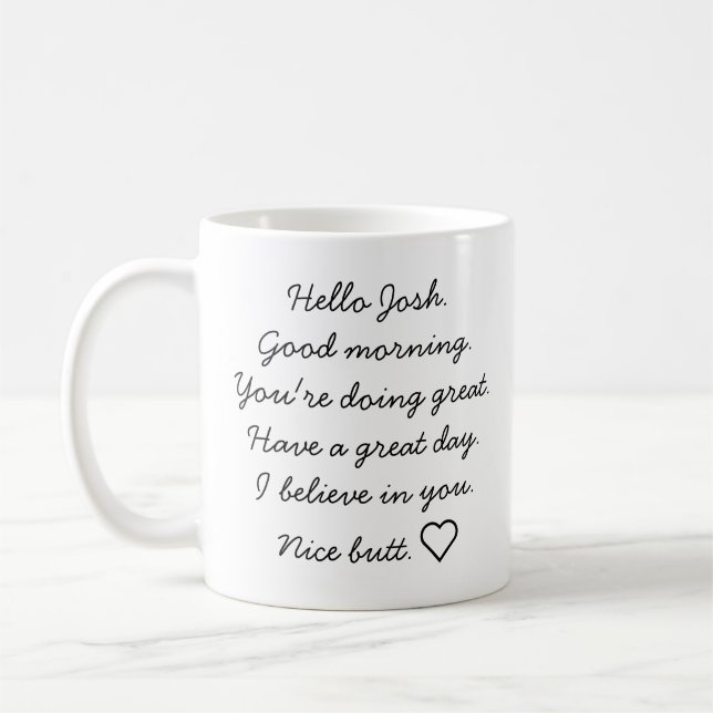 Personlig Boykompis Gift, inspirationell morgon Kaffemugg (Vänster)
