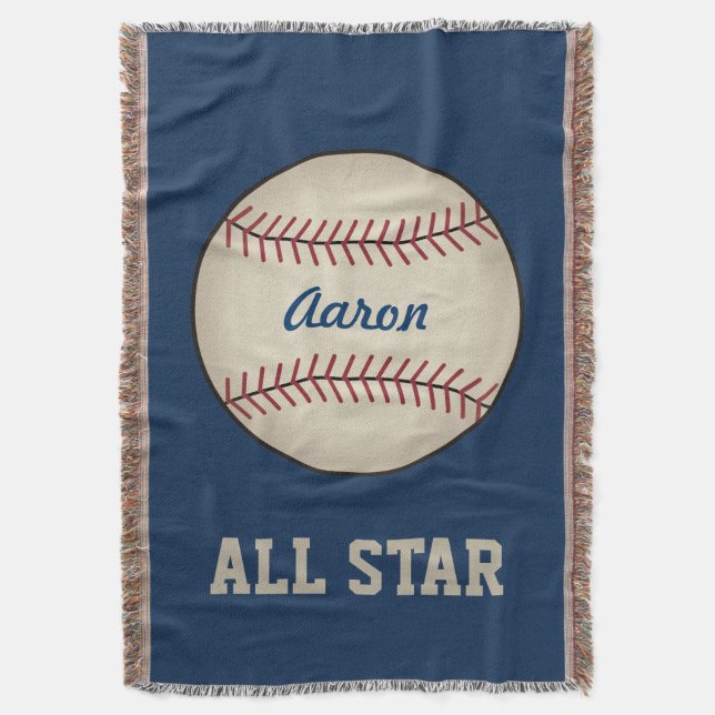 Personlig Boy's Bedroom Baseball Blanket Gift Filt (Framsidan Vertikal)