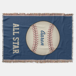 Personlig Boy's Bedroom Baseball Blanket Gift Filt