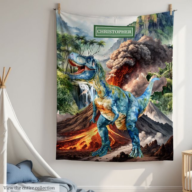 Personlig Boys Birthday Blanket med Dinosaur Fleecefilt (Personalized Boys Birthday Blanket with Dinosaur Name)