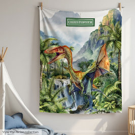 Personlig Boys Birthday Prehistorisk Dinosaur Fleecefilt